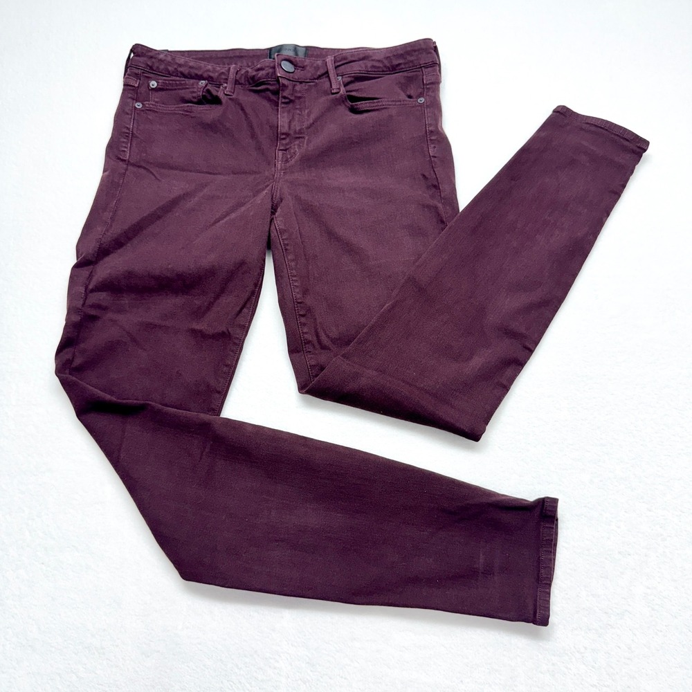 Vince Riley Skinny Jeans Womens Sz 31 Burgundy Maroon Denim Stretch Made in USA